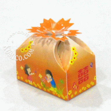 DIY糖果紙盒-甜蜜花園-囍橘色(彩色-平面卡)