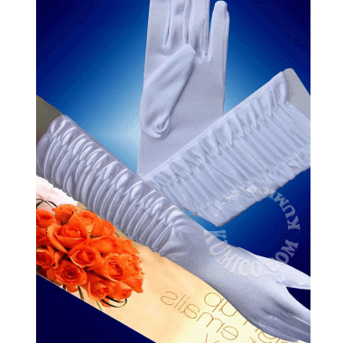 新娘緞布造型手套-長 (皺摺)