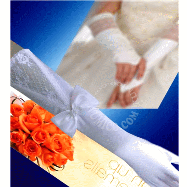 新娘緞布造型手套-長 (珠珠蝴蝶結)