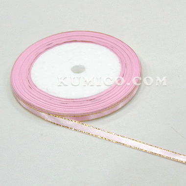 10mm金邊素色緞帶-粉紅色(捲裝)